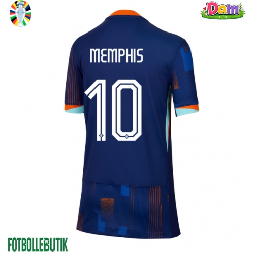 Nederländerna Memphis Depay #10 Bortatröja Kvinnor EM 2024 Kortärmad